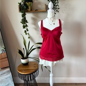 Ambrielle Red Lace Trim Chemise